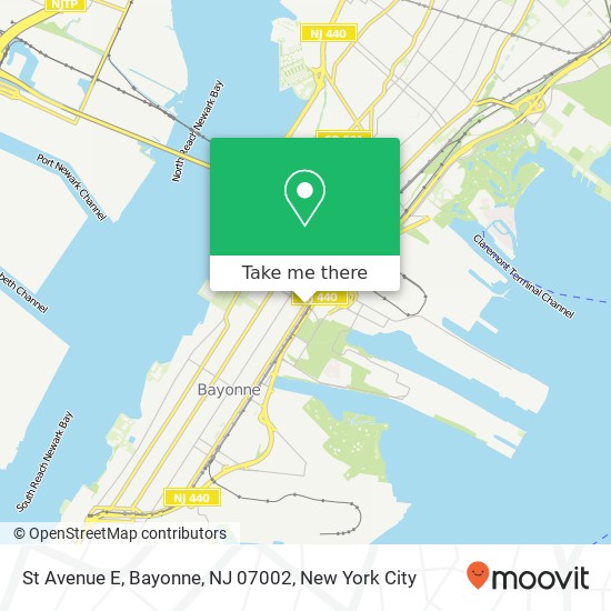 Mapa de St Avenue E, Bayonne, NJ 07002