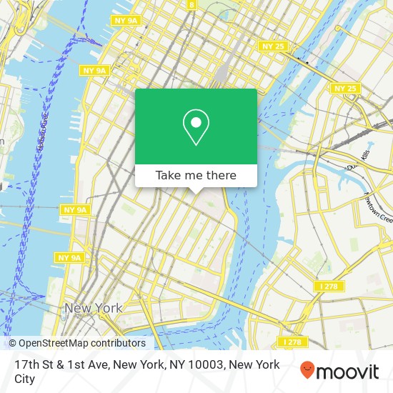 Mapa de 17th St & 1st Ave, New York, NY 10003