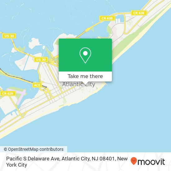 Mapa de Pacific S Delaware Ave, Atlantic City, NJ 08401