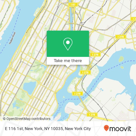 Mapa de E 116 1st, New York, NY 10035