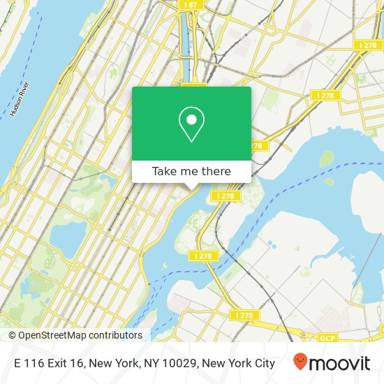 Mapa de E 116 Exit 16, New York, NY 10029