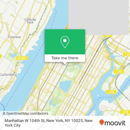 Mapa de Manhattan W 104th St, New York, NY 10025