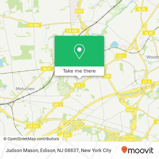 Mapa de Judson Mason, Edison, NJ 08837