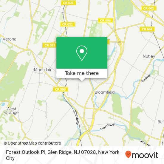 Mapa de Forest Outlook Pl, Glen Ridge, NJ 07028