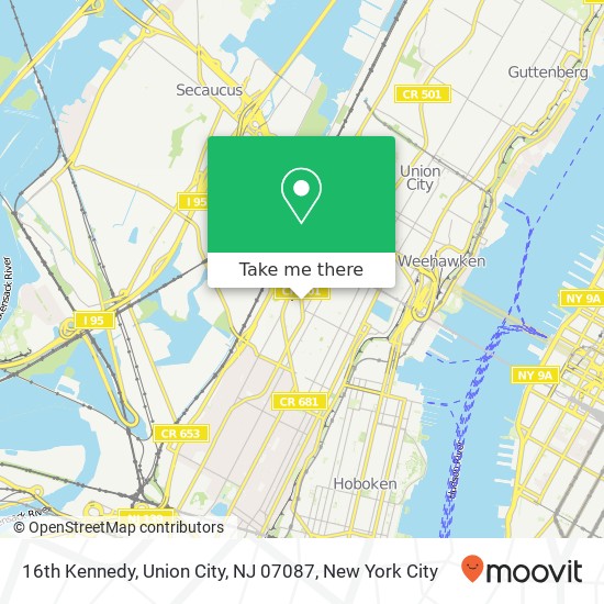 Mapa de 16th Kennedy, Union City, NJ 07087