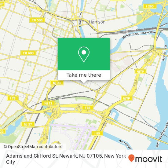 Mapa de Adams and Clifford St, Newark, NJ 07105