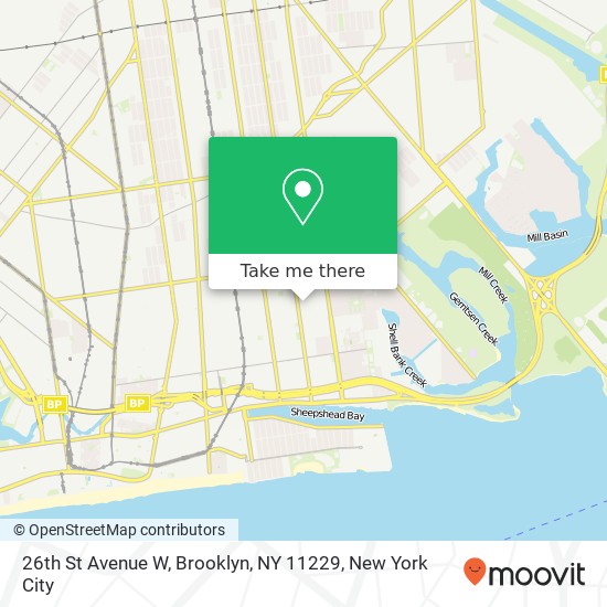 Mapa de 26th St Avenue W, Brooklyn, NY 11229