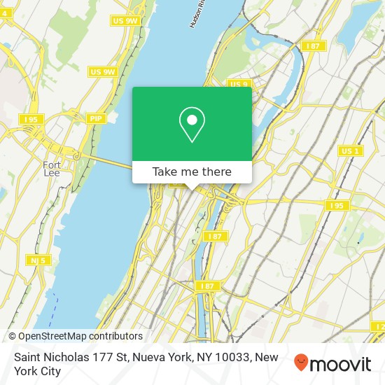 Saint Nicholas 177 St, Nueva York, NY 10033 map