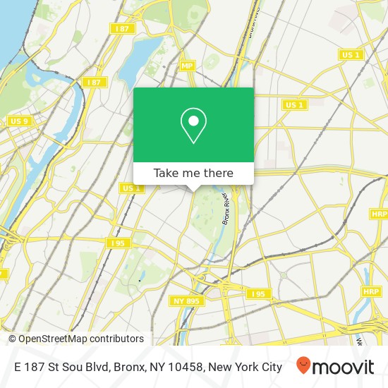 E 187 St Sou Blvd, Bronx, NY 10458 map