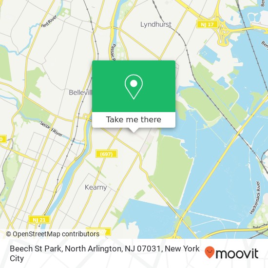 Mapa de Beech St Park, North Arlington, NJ 07031