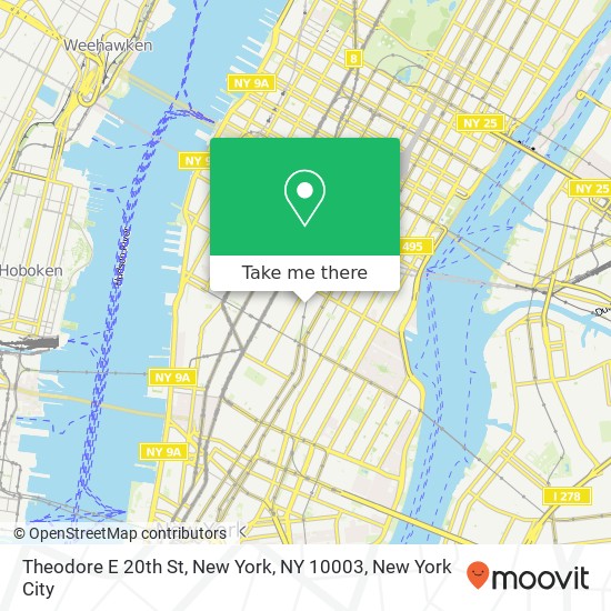 Theodore E 20th St, New York, NY 10003 map