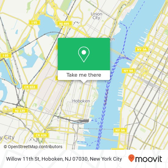 Mapa de Willow 11th St, Hoboken, NJ 07030