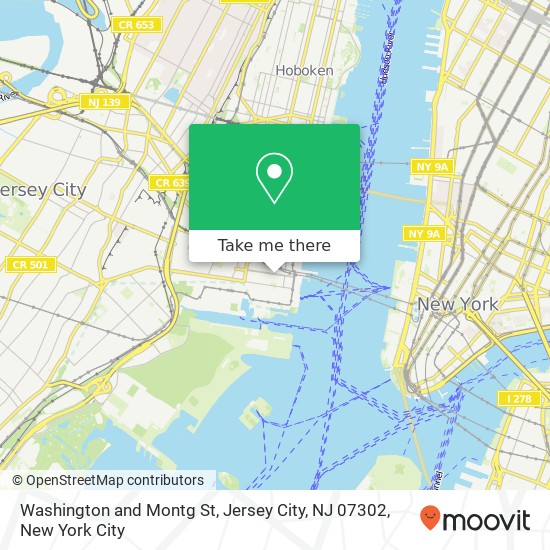 Mapa de Washington and Montg St, Jersey City, NJ 07302