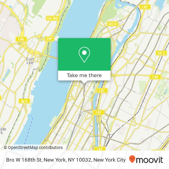 Bro W 168th St, New York, NY 10032 map