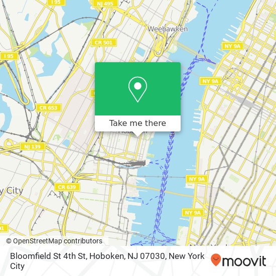 Mapa de Bloomfield St 4th St, Hoboken, NJ 07030