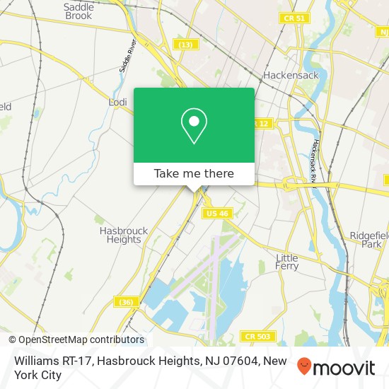 Williams RT-17, Hasbrouck Heights, NJ 07604 map