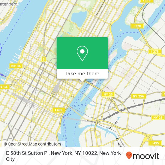 Mapa de E 58th St Sutton Pl, New York, NY 10022