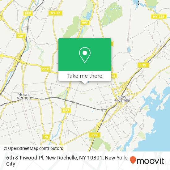 6th & Inwood Pl, New Rochelle, NY 10801 map