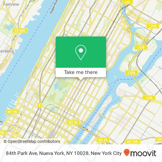 Mapa de 84th Park Ave, Nueva York, NY 10028