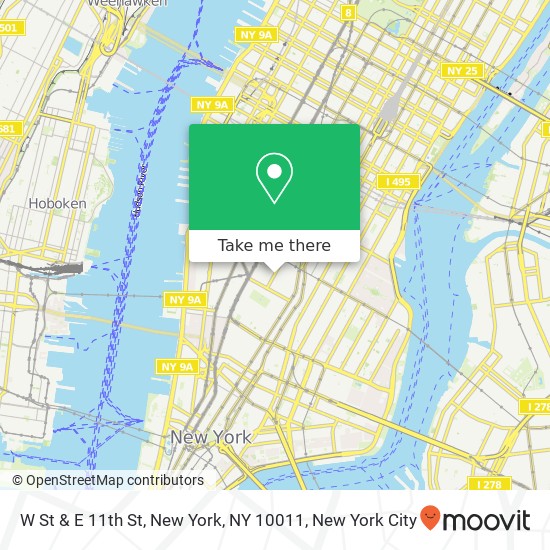 W St & E 11th St, New York, NY 10011 map