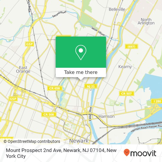 Mapa de Mount Prospect 2nd Ave, Newark, NJ 07104