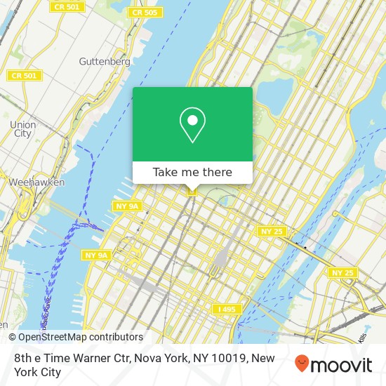 Mapa de 8th e Time Warner Ctr, Nova York, NY 10019