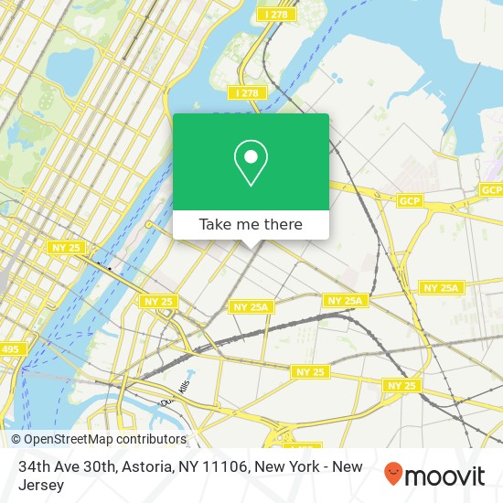 Mapa de 34th Ave 30th, Astoria, NY 11106