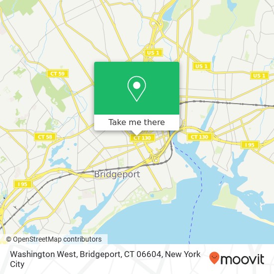 Mapa de Washington West, Bridgeport, CT 06604