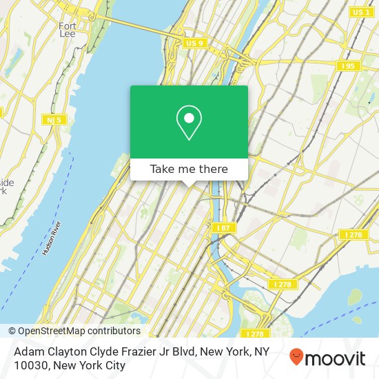 Mapa de Adam Clayton Clyde Frazier Jr Blvd, New York, NY 10030