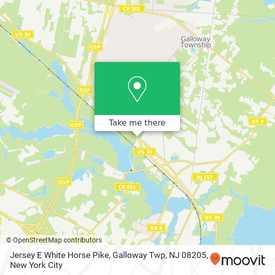 Mapa de Jersey E White Horse Pike, Galloway Twp, NJ 08205