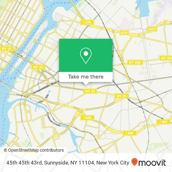 Mapa de 45th 45th 43rd, Sunnyside, NY 11104