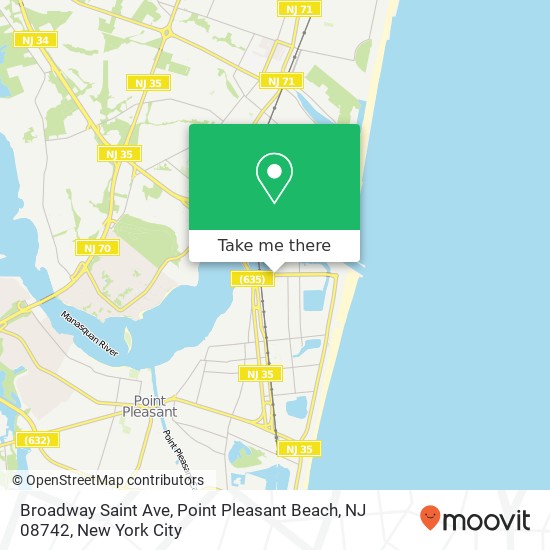 Mapa de Broadway Saint Ave, Point Pleasant Beach, NJ 08742