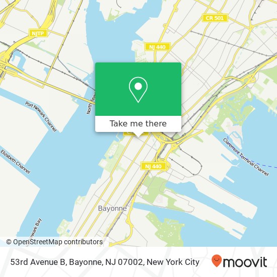 Mapa de 53rd Avenue B, Bayonne, NJ 07002