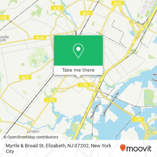 Mapa de Myrtle & Broad St, Elizabeth, NJ 07202
