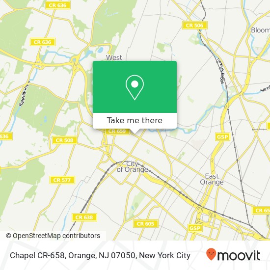 Mapa de Chapel CR-658, Orange, NJ 07050