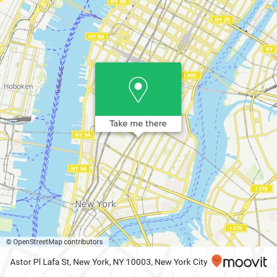 Astor Pl Lafa St, New York, NY 10003 map