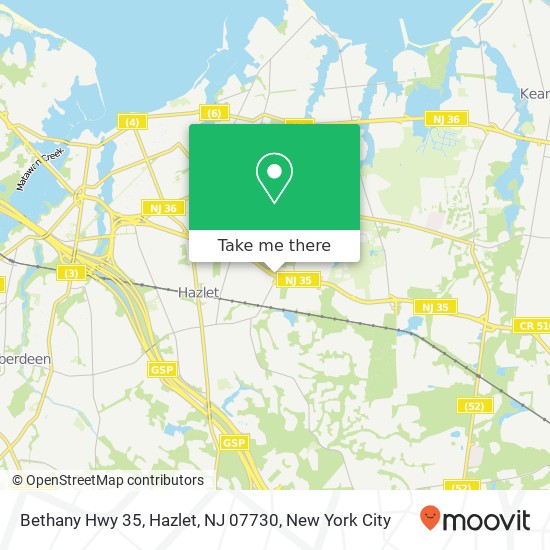 Mapa de Bethany Hwy 35, Hazlet, NJ 07730