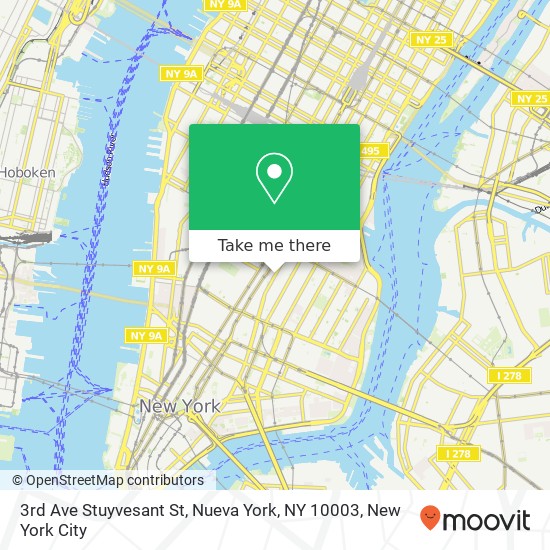 Mapa de 3rd Ave Stuyvesant St, Nueva York, NY 10003