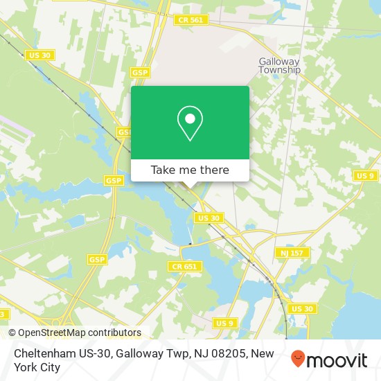 Mapa de Cheltenham US-30, Galloway Twp, NJ 08205