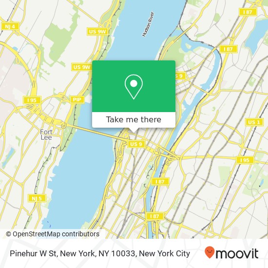Pinehur W St, New York, NY 10033 map
