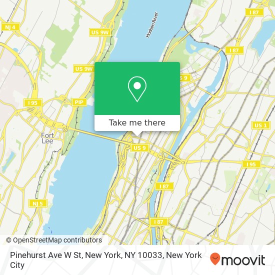 Pinehurst Ave W St, New York, NY 10033 map