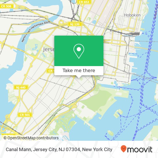 Mapa de Canal Mann, Jersey City, NJ 07304