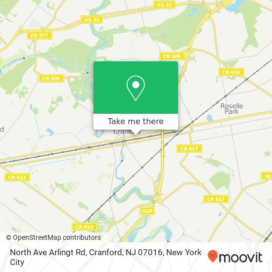 North Ave Arlingt Rd, Cranford, NJ 07016 map