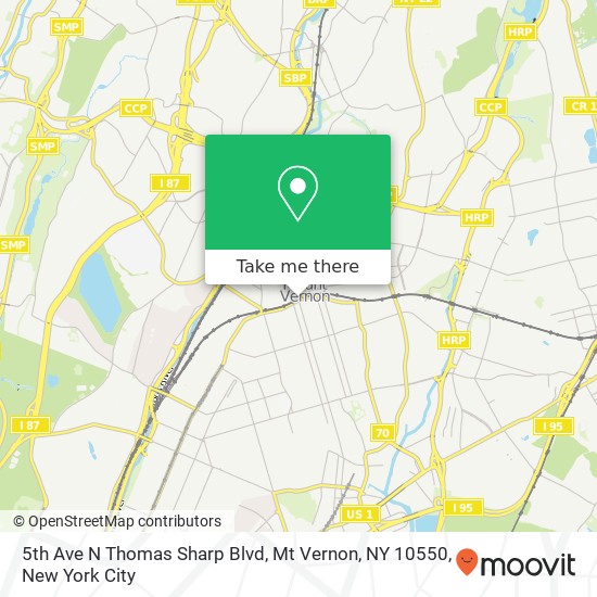 5th Ave N Thomas Sharp Blvd, Mt Vernon, NY 10550 map