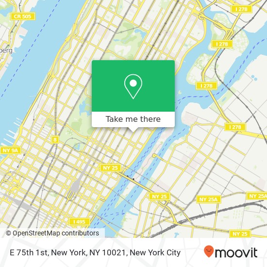 Mapa de E 75th 1st, New York, NY 10021