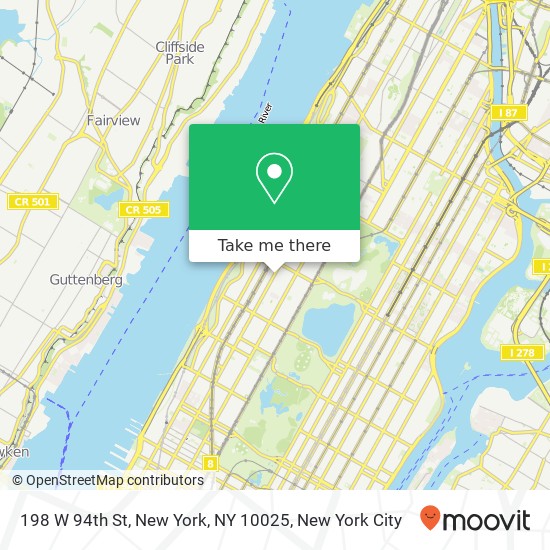 Mapa de 198 W 94th St, New York, NY 10025