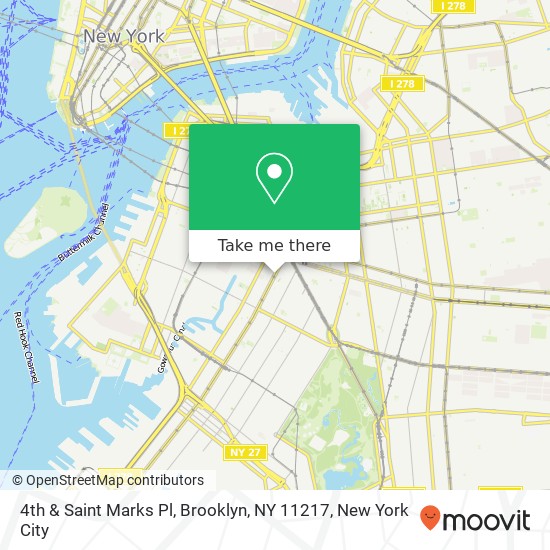 Mapa de 4th & Saint Marks Pl, Brooklyn, NY 11217