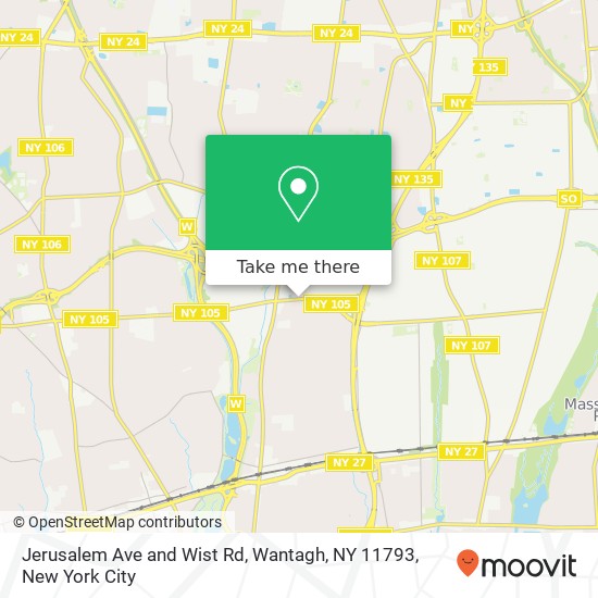 Mapa de Jerusalem Ave and Wist Rd, Wantagh, NY 11793
