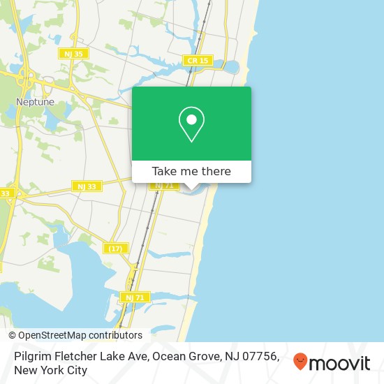 Mapa de Pilgrim Fletcher Lake Ave, Ocean Grove, NJ 07756