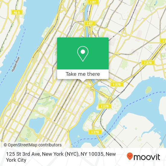 Mapa de 125 St 3rd Ave, New York (NYC), NY 10035